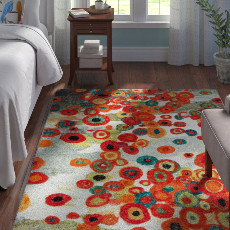 Winston Porter Cantwell Tossed Floral Multi Printed Area Rug & Reviews